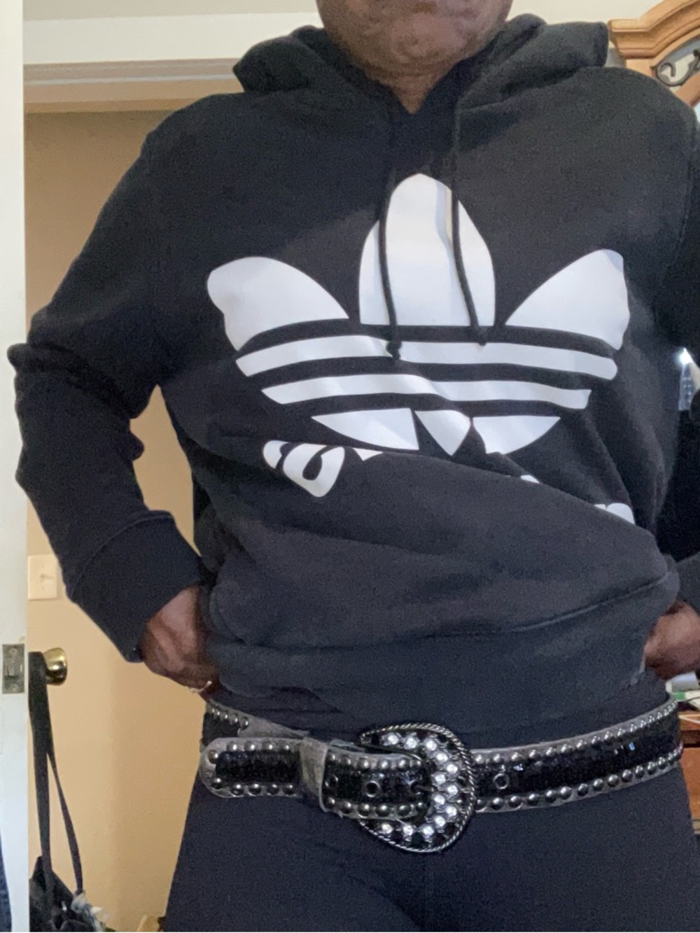 Black Silver & Rhinestone Western-Style unisex Belt
